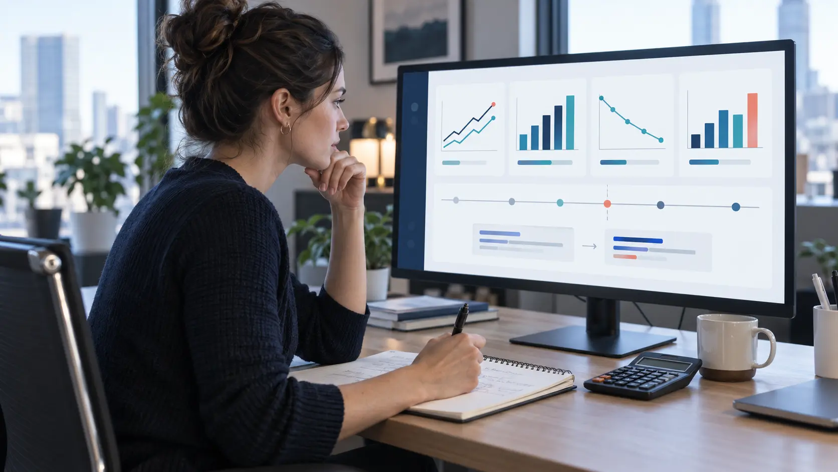 Performance marketer monitoring click rate, conversions, acquisition cost and lead quality after a Search ad change
