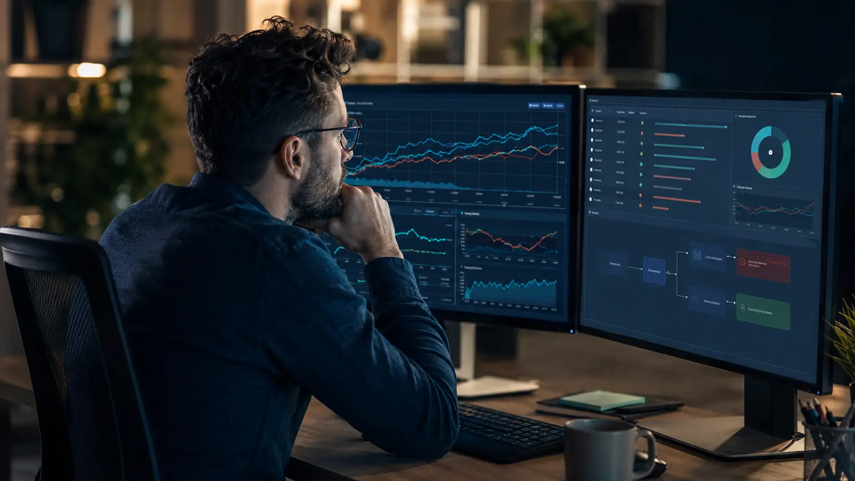 SEO operations specialist monitoring ranking dashboards and redirect resolution after a search routing change
